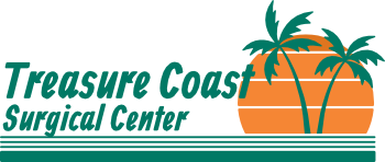 Logo with a palm tree with the words Treasure Coast Surgical Center